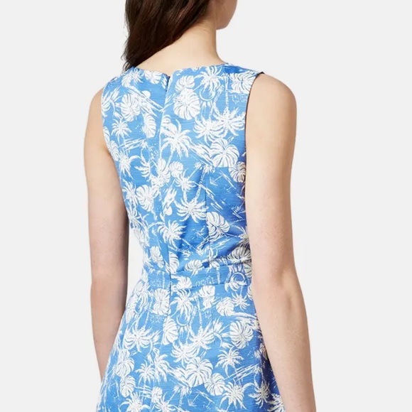 TopShop Palm Print Blue Cross Front Romper Large - Picture 3 of 8
